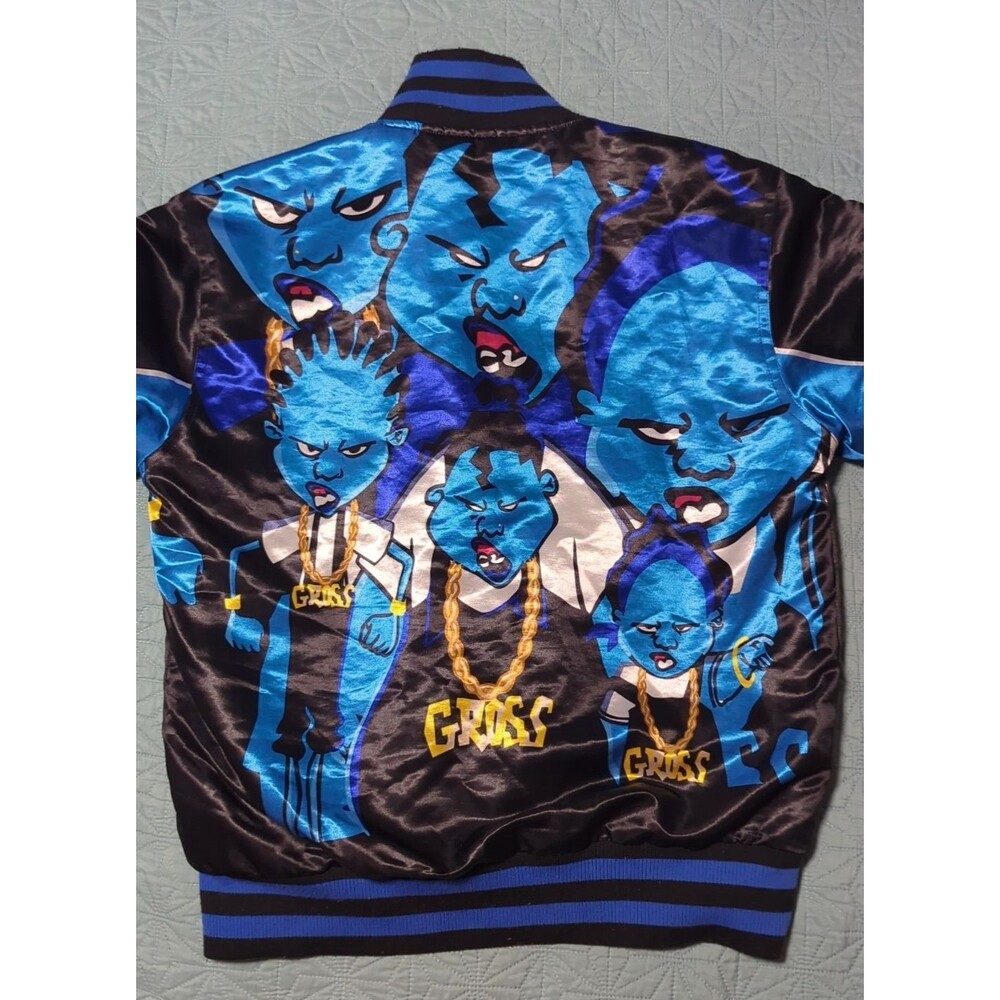 HGC The Gross Sisters 2001 Black Blue Satin Bomber Jacket Proud Family Sz S - Picture 4 of 9